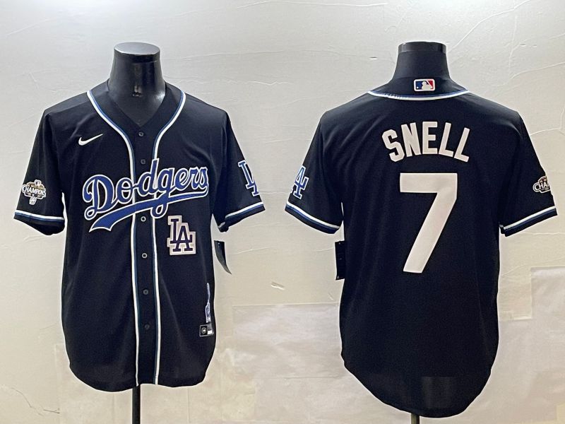 Men Los Angeles Dodgers 7 Snell Black Fashion Game 2025 Nike MLB Jersey style 3069